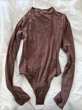 SKIMS Long Sleeve Chocolate Brown Bodysuit